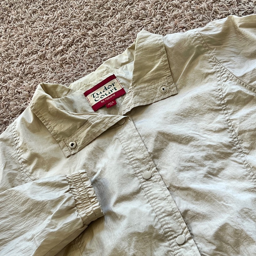 Tudor Court by Haband Tan Beige Snap Front Windbreaker Jacket Plus Size 2X